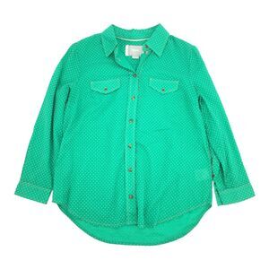 Anthropologie Maeve Polka Dot Print Button Down Shirt 2 Womens Green White XS